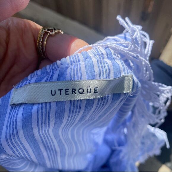 Uterque striped midi dress with lace and fringe design - Picture 8 of 13